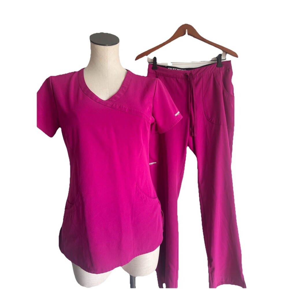 Skechers by Barco Women's Hot Pink Scrub Set Size Small Top Pants Surgical